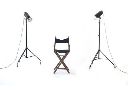 Interior of modern photo studio with chair and professional equipmentの写真素材