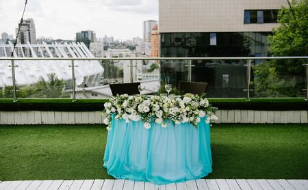 The wedding decor. The white flowers bouquet.の写真素材