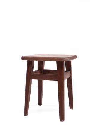Small wodden Stool in white background.の写真素材