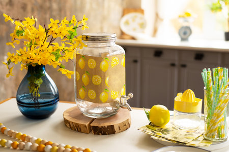 cocktail lemonade set on the kitchen table.の写真素材