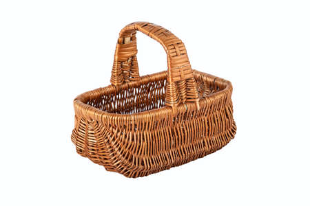 wicker basket on a white backgroundの写真素材