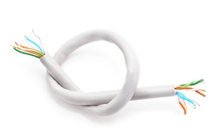 One gray wire isolated on a white background.