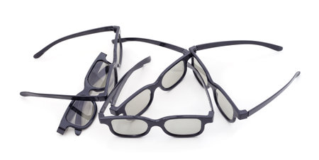 Glasses for the cinema isolated on a white background.の写真素材