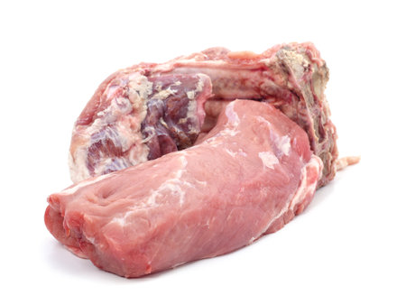 Raw meat steak isolated on a white background.の写真素材