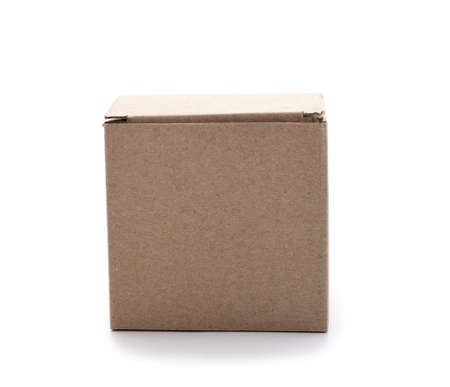 Brown cardboard box isolated on a white background.の写真素材