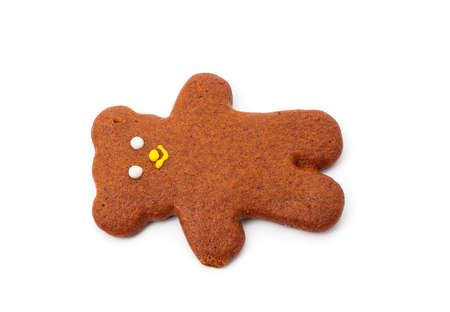 Gingerbread ginger bear isolated on a white background.