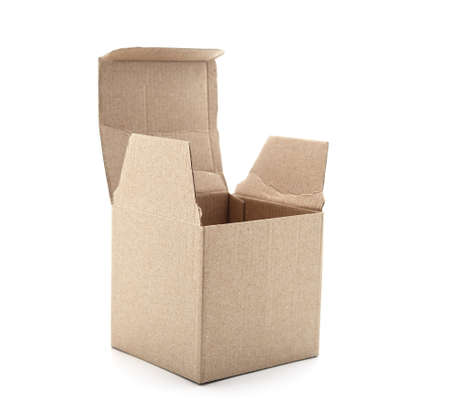 Brown cardboard box isolated on a white background.
