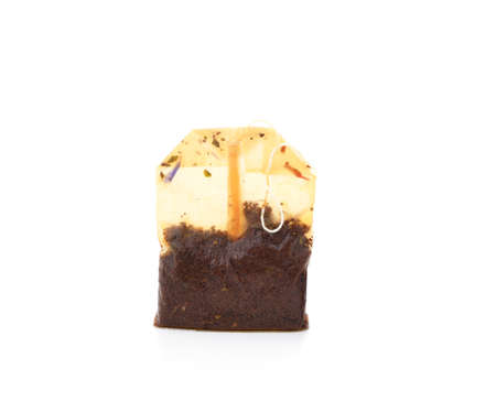 One tea bag isolated on a white background.の写真素材