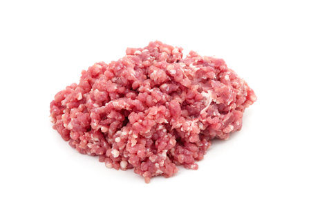 Fresh ground meat isolated on a white background.の写真素材