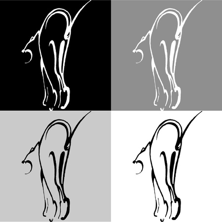 Contoured silhouette scared cat in four colorsのイラスト素材
