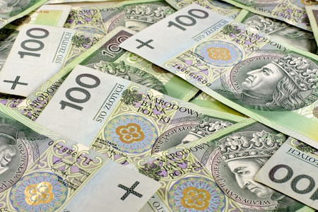 Background of the polish national currency zlotyの写真素材