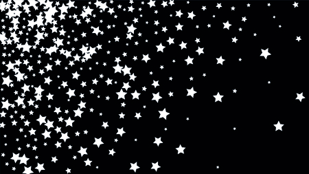 Many Random Falling Stars Confetti on Dark Sky Background. Invitation Background. Banner, Greeting Card, Christmas and New Year card, Postcard, Packaging, Textile Print. Beautiful Night Skyのイラスト素材