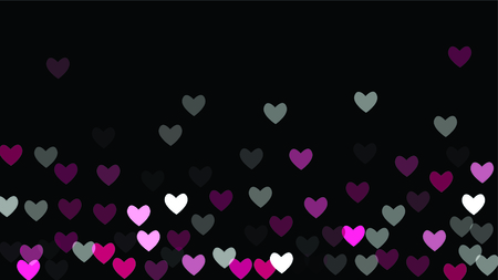 Beautiful Confetti Hearts Falling on dark Background.のイラスト素材
