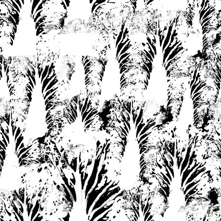 Seamless Hand Drawn Watercolor Pattern with trees and stripes. Bright Design Wallpaper, Tile,...
