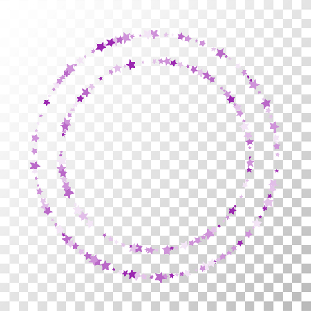 Violet stars confetti lines on transparent background. Good for banner, greeting card, Christmas and New Year card and more.のイラスト素材