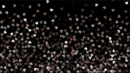 Beautiful Confetti Hearts Falling on Black Background. Invitation Template Background Design, Greeting Card, Poster. Valentine Day. Vector illustrationのイラスト素材