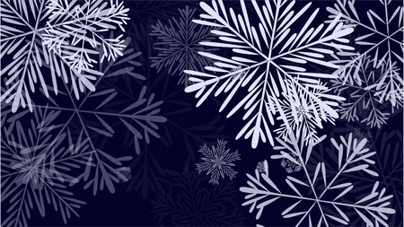 Beautiful Christmas Background with Falling Snowflakes. Element of Design with Snow for a Postcard, Invitation Card, Banner, Flyer. Vector Falling Snowflakes on a Blue Backgroundのイラスト素材