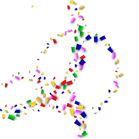 Celebration Confetti Background. Many Falling Confetti for Your Design. Holiday Decoration Elements on White Background.のイラスト素材