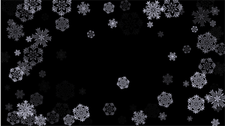 Snowflakes Christmas Background. Element of Design with Snow for a Postcard, Invitation Card, Banner, Flyer.  Vector Falling Snowflakes on a Blue Winter Backgroundのイラスト素材