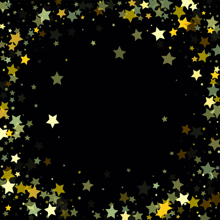 Abstract Background design with Many Random Falling Golden Stars Confetti for invitation, Banner, Greeting Card, Christmas and New Year card, Postcard, Packaging, Textile Printのイラスト素材