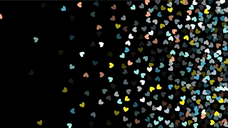 Beautiful Confetti Hearts Falling on Black Background. Invitation Template Background Design, Greeting Card, Poster. Valentine Day. Vector illustrationのイラスト素材