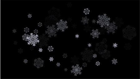 Beautiful Christmas Background with Falling Snowflakes, Element of Design with for a Postcard, Invitation Card, Banner, Flyer. Falling Snowflakes on a Blue Winter Background.のイラスト素材