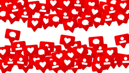 Notifications with Likes, Followers and Comments. Social Media Marketing. Rating Scale Elements of...