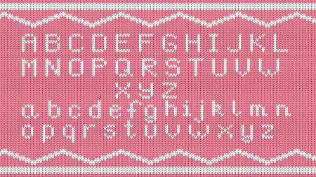 Knitted Alphabet Pattern. Vector Knitted Alphabet for Your Design. Winter Sweater Holiday Design.のイラスト素材