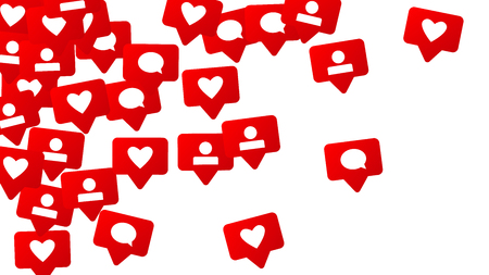 Notifications with Likes, Followers and Comments. Social Media Marketing.  Rating Scale Elements of Design for Web, Advertisement, Promotion, Marketing, Internet,  CEO  Concept for Social Media Designのイラスト素材