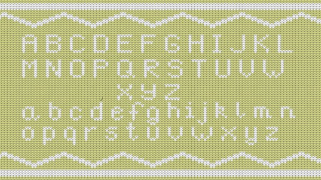 Knitted Alphabet Pattern. Vector Knitted Alphabet for Your Design. Winter Sweater Holiday Design. Vector illustrationのイラスト素材
