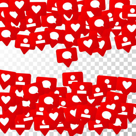 Notifications with Likes, Followers and Comments. Social Media Marketing.  Rating Scale Elements of Design for Web, Advertisement,  Marketing, Internet,  App, SMM, Concept for Social Media Designのイラスト素材