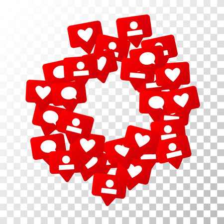 Notifications with Likes, Followers and Comments. Social Media Marketing.のイラスト素材