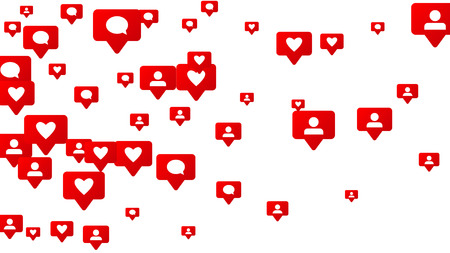 Notifications with Likes, Followers and Comments. Social Media Marketing. Rating Scale Elements of...