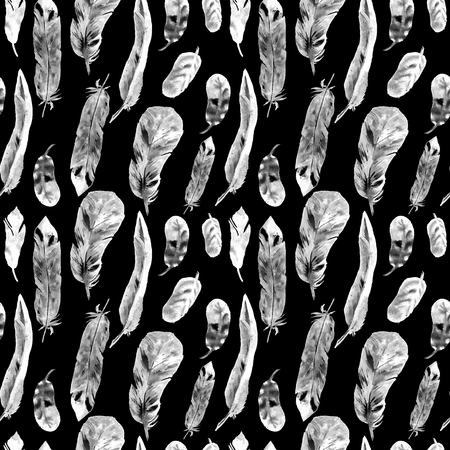 Seamless Pattern with Watercolor Feathers . Can be used for textile print, design tile, wallpaper, abstract background. Swimwear Design.の写真素材