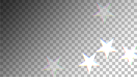 Glitch Art Background. White Stars with Trandy Glitch Effect. Postcard, Packaging, Textile Print. Digital Night Stars Backdrop. Vector Illustration.のイラスト素材
