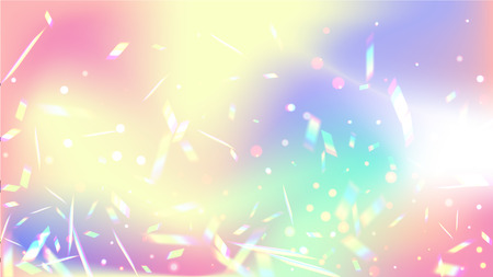 Iridescent Background. Holographic Background with Light Glitch Effect. Vector Rainbow Gradient with Sunshine Glare. Mesh Holographic Foil Backdrop. Trendy Hologram Vector Backgroundのイラスト素材