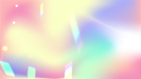 Iridescent Background. Holographic Background with Light Glitch Effect.
 Vector Rainbow Gradient with Sunshine Glare. 
Mesh Holographic Foil Backdrop.  Trendy Hologram Vector Backgroundのイラスト素材