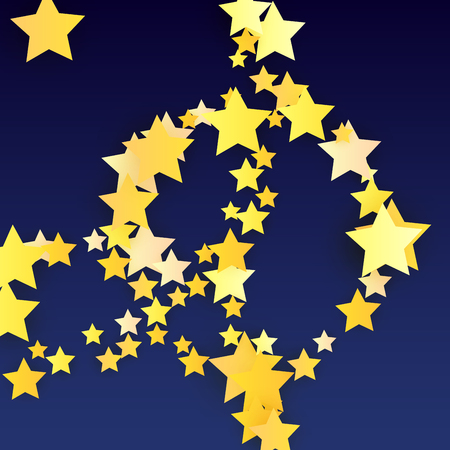 Golden Stars Background. Beautifull Golden Stars Confetti on Blue Background.
 Abstract Decoration for Party, Birthday Celebrate, Anniversary or Event, Festive. Vector illustrationのイラスト素材