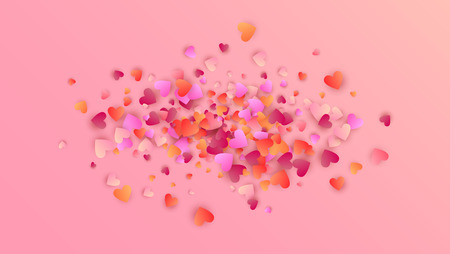 Gradient Hearts Falling Down. Illustration with Pink and Red Hearts for your Design.  Valentines Background for Greeting Card, Invitation, Banner, Wallpaper, Flyer. Vector illustration.のイラスト素材