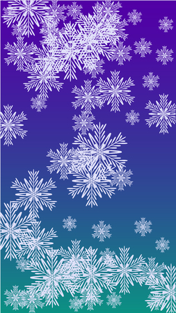 Snowflakes Christmas Background. Element of Design with Snow for a Postcard, Invitation Card, Banner, Flyer.  Vector Falling Snowflakes on a Blue Backgroundのイラスト素材