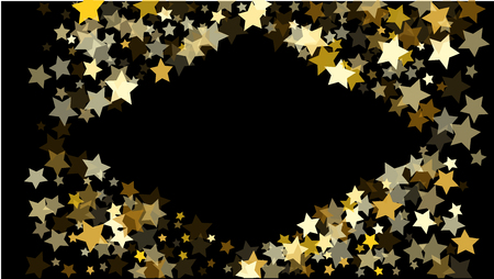 Abstract Background with Many Random Falling Golden Stars Confetti on Background. Invitation Background. Banner, Greeting Card, Christmas and New Year card, Textile Print. Beautiful Night Skyのイラスト素材