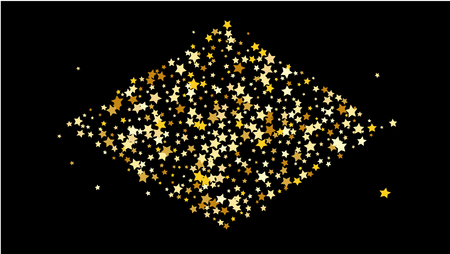 Abstract Background with Many Random Falling Golden Stars Confetti on Background. Invitation Background. Banner, Greeting Card, Christmas and New Year card,  Postcard, Packaging,Textile Print.のイラスト素材