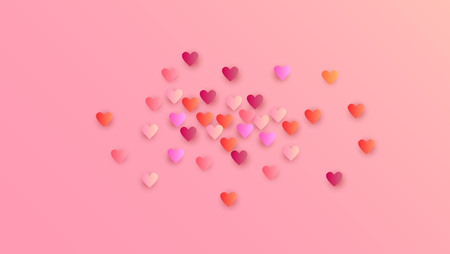 Hearts Falling Down. Illustration with Beautifull Hearts for your Design.  Valentines Background for Greeting Card, Invitation, Banner, Wallpaper, Flyer. Vector illustration.のイラスト素材