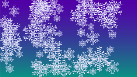 Snowflakes Christmas Background. Element of Design with Snow for a Postcard, Invitation Card, Banner, Flyer.  Vector Falling Snowflakes on a Blue Backgroundのイラスト素材