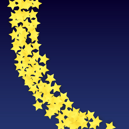 Abstract Background with Many Random Falling Yellow Stars Confetti. Invitation Background. 
 Banner, Greeting Card, Christmas card, Postcard, Packaging, Textile Print. Beautiful Night Skyのイラスト素材