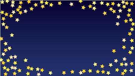 Golden Stars Background. Beautifull Golden Stars Confetti on Blue Background.
 Abstract Decoration for Party, Birthday Celebrate, Anniversary or Event, Festive. Vector illustrationのイラスト素材