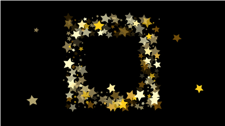 Invitation Background. Banner, Greeting Card, Christmas and New Year card,  Postcard, Packaging,Textile Print. Abstract Background with Many Random Falling Golden Stars Confetti .のイラスト素材