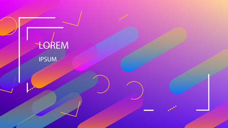 Colorful Background with Simple Fluid Shapes. Holographic Colour Gradient. Cool Abstract Background. Template for Banner, Poster or Flyer Design. Vector Illustration.のイラスト素材