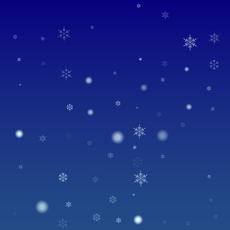 Snowflakes Christmas Background. Element of Design with Snow for a Postcard, Invitation Card, Banner, Flyer.  Vector Falling Snowflakes on a Blue Backgroundのイラスト素材