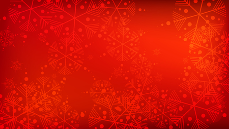 Snowflakes Red Christmas Background. Vector Falling Snowflakes on a Red Background. Element of Design with Snow for a Postcard, Invitation Card, Banner, Flyer.のイラスト素材